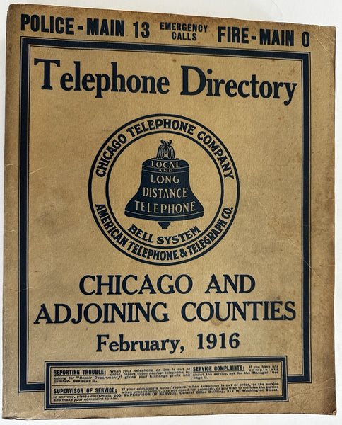 Chicago City Bell AT & T Telephone Book 1916 rare phone book!