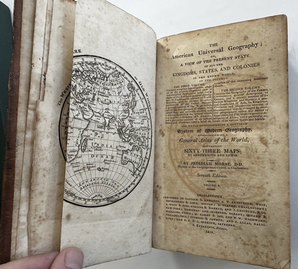 American Universal Geography 1819 Jedidiah Morse rare book 3 maps world America