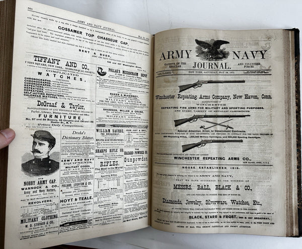Army & Navy Journal 1874-75 huge bound vol w/ 51 issues many ads military guns