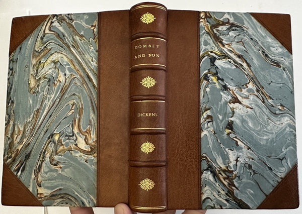 Charles Dickens Dombey & Son beautiful old leather book c. 1930’s illustrated