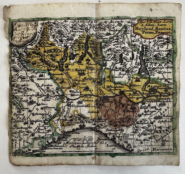 Northern Italy Mantua Piedmont Milano Parma 1633 Salzburg rare miniature map