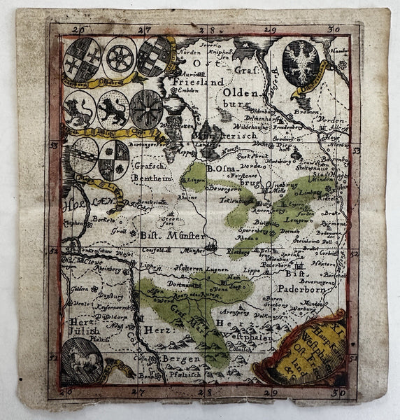 Germany Münster region Friesland Embden Holland 1633 Salzburg rare miniature map
