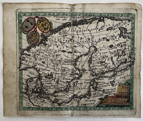 Sweden Scandinavia Finland Russia Livonia 1633 Salzburg rare miniature map