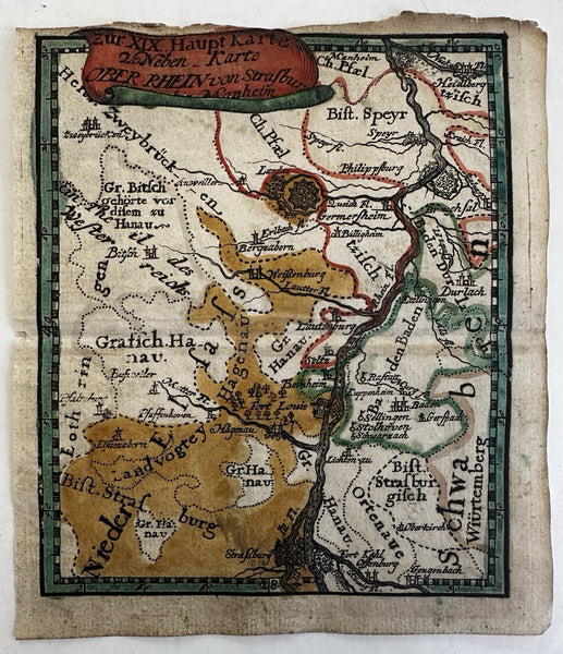 Germany France Upper Rhine River Strassbourg 1633 Salzburg rare miniature map