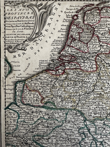Catholic Low Countries Holland Netherlands 1719 Chiquet decorative antique map