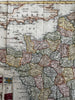 France 1828 decorative antique Flags map w/ 23 key views attractive hand color!