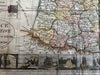 France 1828 decorative antique Flags map w/ 23 key views attractive hand color!