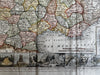 France 1828 decorative antique Flags map w/ 23 key views attractive hand color!