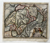 Switzerland ancient Helvetia c. 1697 decorative map hand colored vignette title