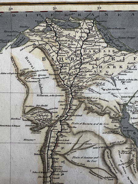 Egypt Nile Valley Africa c.1815 Longman Arrowsmith engraved map hand colored Key