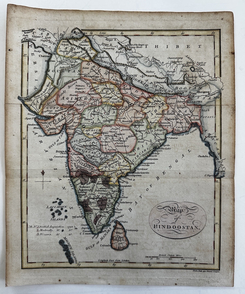 India Hindoostan 1799 Lovely map hand colored