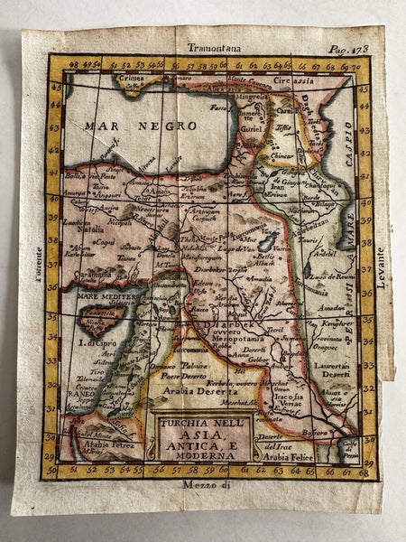 Turkey in Asia Diarbeck Armenia Georgia 1788 rare Italian map Syria Iraq Arabia