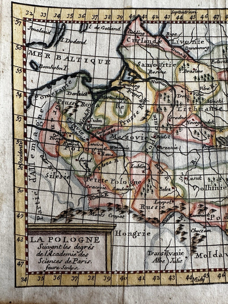 Poland 1788 Toulouse rare map lovely hand color La Pologne Prussia Curland