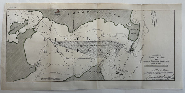 Little Harbor Newcastle Great Island Portsmouth NH 1887 nautical map hand color
