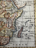 African continent 1780-1800 engraved hand colored map names man-eaters cannibals