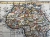 African continent 1780-1800 engraved hand colored map names man-eaters cannibals