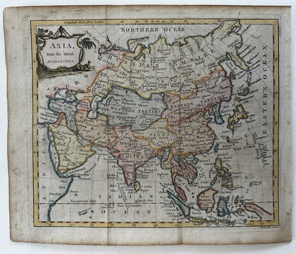 Asia Arabia Mogol Empire India Tibet China 1799 Kincaid engraved hand color map