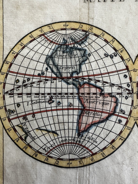 California as Island World in spheres 1788 Faure rare engraved hand colored map