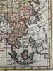 Asia India China Arabia 1750 (1783 issue) Vaugondy hand colored engraved map