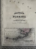 Florida great early state map 1870 Johnson large hand colored map w/Keys inset