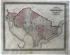 Washington D.C. city plan 1863-1870 Johnson large hand colored map