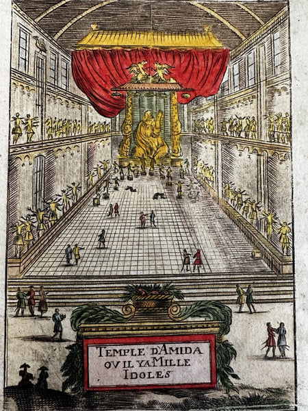 Japan Temple interiors Buddhist gods 1719 Mallet antique hand color Asia prints