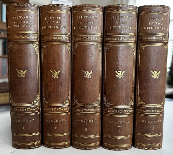 United States History by Bancroft 1879 lovely leather vol set w/ many engravings