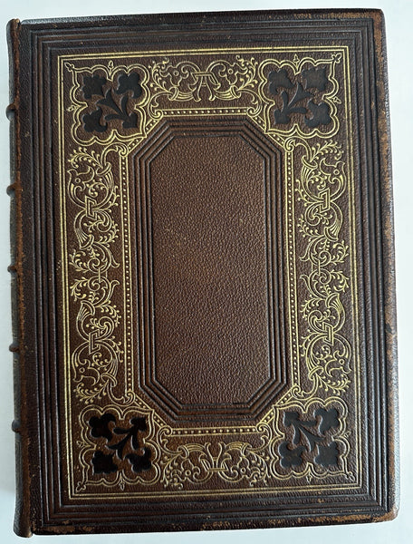 Songs of Praise 1866 lovely ornate gilt leather gift book w/ 61 fine engravings