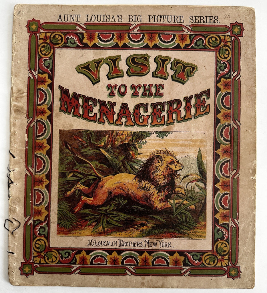 Visit to Menagerie Zoo animals  1860’s McLoughlin color chromo juvenile book