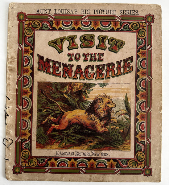 Visit to Menagerie Zoo animals  1860’s McLoughlin color chromo juvenile book