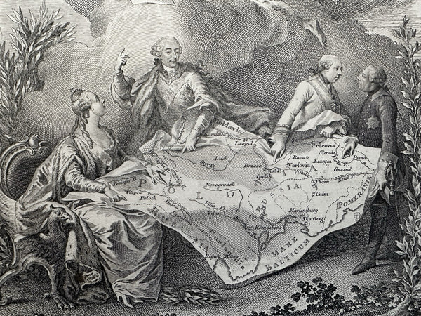 Poland being divided 1773 rare Nilson engraved pictorial map