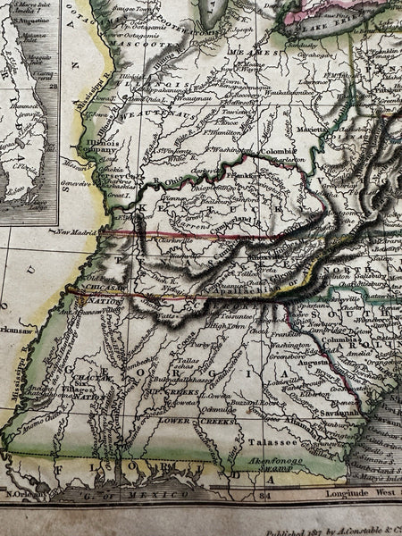 United States pre-Alabama Mississippi Georgia 1817 Arrowsmith Hall engraved map