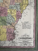 Arkansas state w/ canals early roads 1850-5 Cowperthwait beautiful old color map