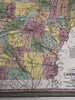 Arkansas state w/ canals early roads 1850-5 Cowperthwait beautiful old color map