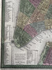 New York city plan naming hotels markets 1855 Cowperthwait lovely hand color map