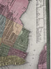 New York city plan naming hotels markets 1855 Cowperthwait lovely hand color map