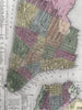 New York city plan naming hotels markets 1855 Cowperthwait lovely hand color map