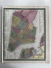 New York city plan naming hotels markets 1855 Cowperthwait lovely hand color map