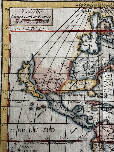 California as Island North America 1680’s Macquart hand colored miniature map