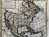 North America Quivira apocryphal interior 1750 Vaugondy hand color miniature map