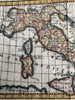 Italy Italia Italie 1714 scarce engraved hand colored miniature map