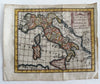 Italy Italia Italie 1714 scarce engraved hand colored miniature map
