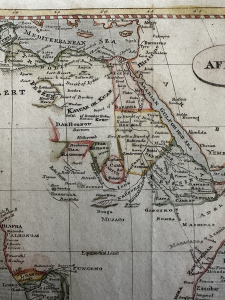 African continent Copper mines Donga Moon Mts. c. 1850 engraved hand color map