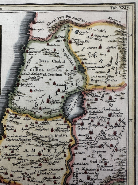 Holy Land ancient Palestine Israel Arabia Deserta 1768 Toms engraved color map