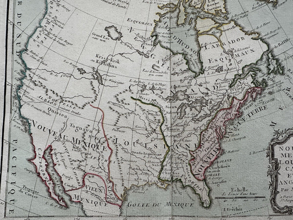 North America United States huge Louisiana territory 1766 decorative Desnos map