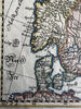 Ancient Scandinavia Norway Sweden Finland Denmark 1694 decorative hand color map