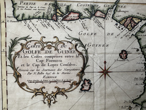West Africa Gulf of Guinea Congo Gabon Biafara 1747 decorative Bellin map