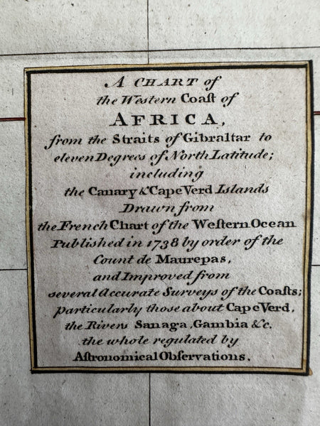 West Africa coast Morocco Sanhaga Mandinga Canary islands 1751 Kitchin map