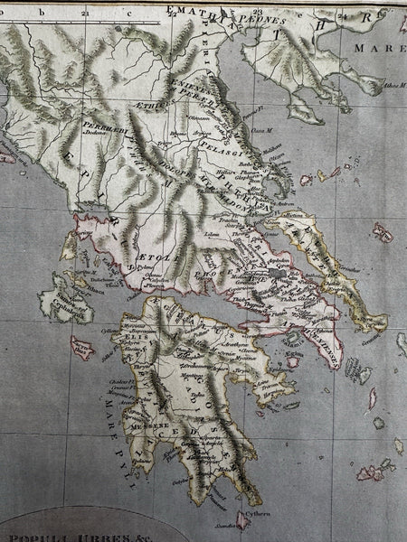 Ancient Greece Thrace Argos Epirus Crete in era of Homer 1806 Russell HC map