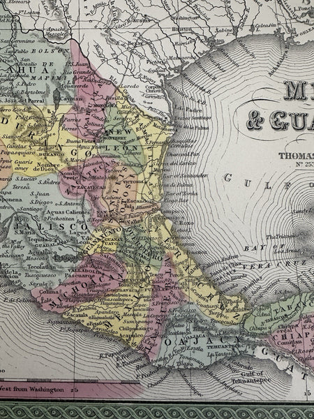 Mexico Texas Central America Nicaragua Isthmus Yucatán 1855 Cowperthwait map